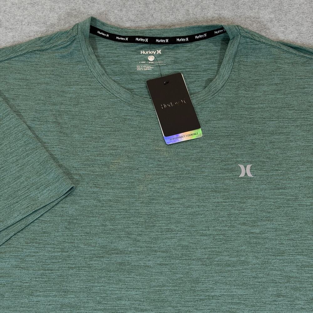 Hurley Mens T-Shirt Small Iceberg Green Exist Icon Logo Spacedye Tee Stretch NWT